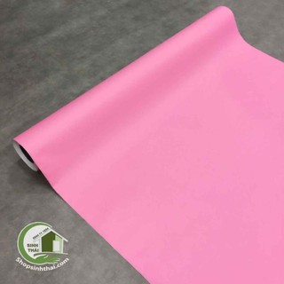 Giấy dán tường màu hồng nhám - [ 50cm x khổ 1,2m ] có sẵn keo