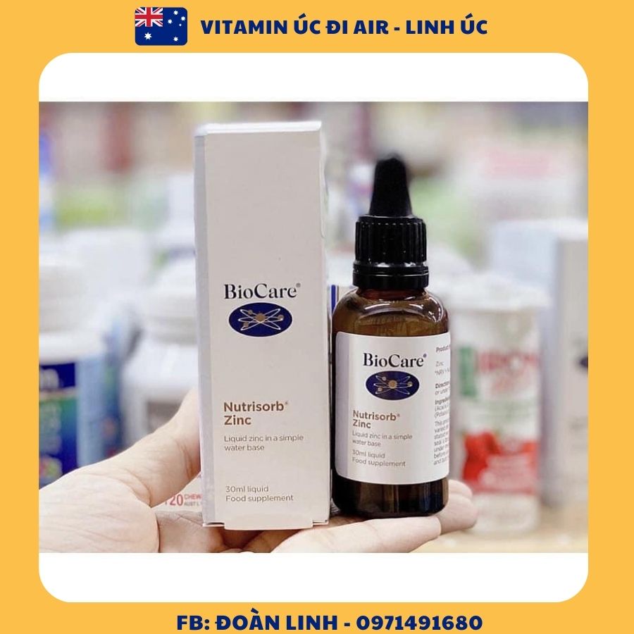 Kẽm nước Biocare Nutrisorb ZinC Plus Ascorbate,Hàng chuẩn Anh, kẽm nhỏ giọt Bio care Anh