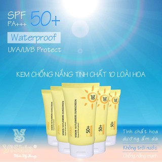 [+5 gói Mask 4in1]VISKIN 10 FLOWERS SUNCREEN [CHÍNH HÃNG-FREE SHIP]-KEM CHỐNG NẮNG 10 LOÀI HOA VISKIN SPF50+/PA+++