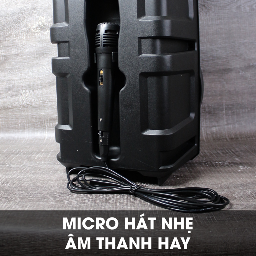 Loa karaoke blutooth music-2807 công suất lớn 2 Bass đôi, loa kẹo kéo tặng kèm 01 mic hát rất hay, nhẹ - Sunrise Music