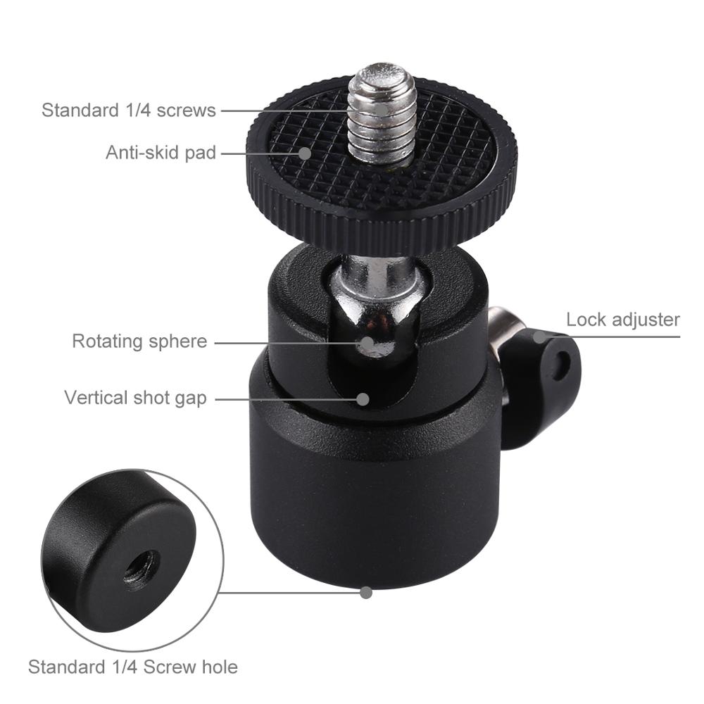 Đầu bóng kim loại Mini PULUZ 1/4 inch kèm khóa thích hợp cho máy ảnh DSLR