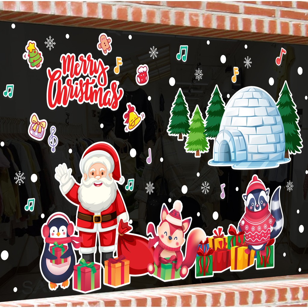 Decal Dán Trang Trí Noel Mã NE02 - Giấy Dán Cửa Kính Văn Phòng Noel Mới Nhất Năm 2021 Tại Azsticker