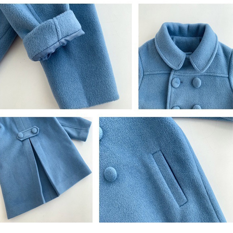 Áo khoác IQ ANGEL len dày hai hàng nút cài trước ngực thời trang mùa xuân xinh xắn dành cho bé gái