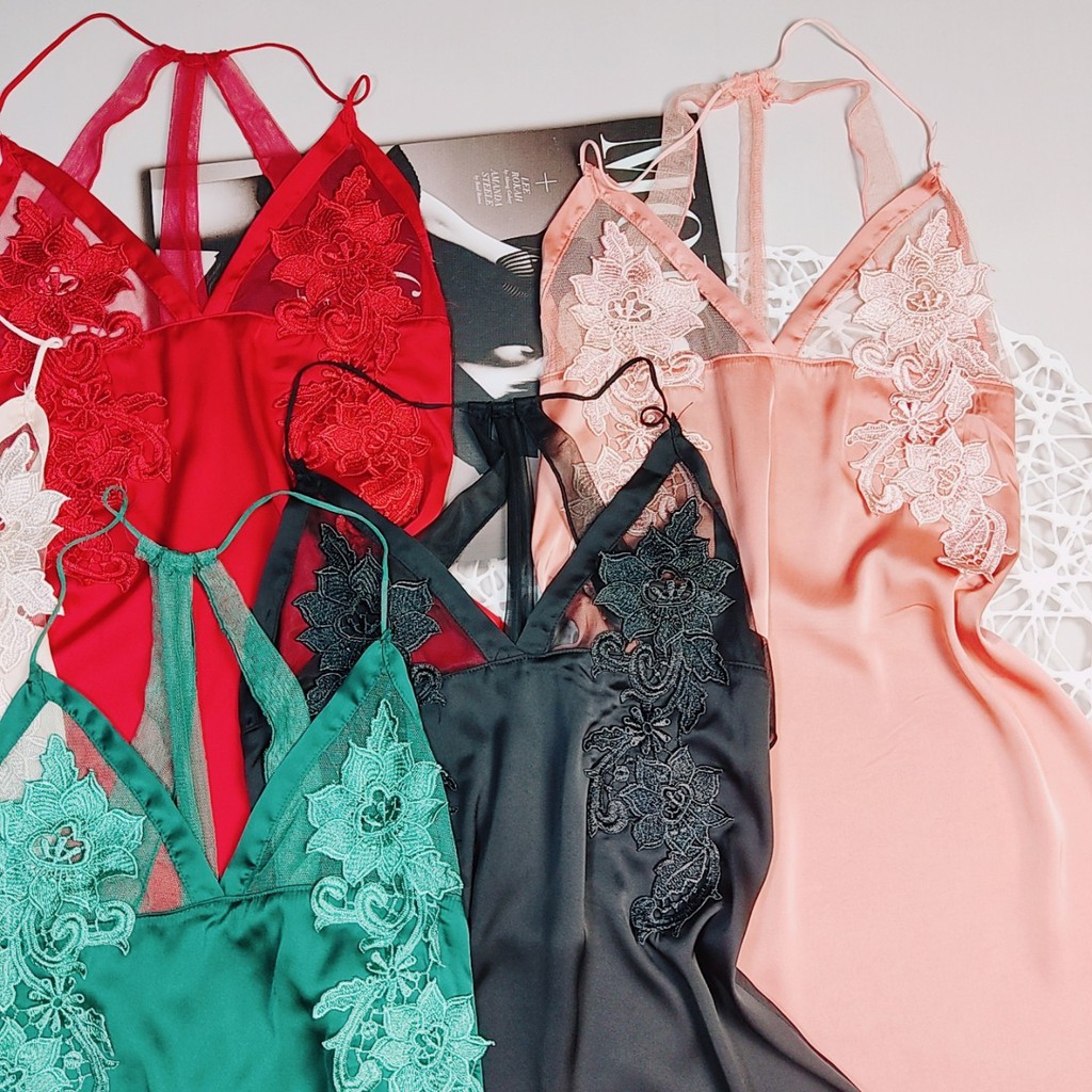 Váy ngủ sexy ❣️FREE SHIP❣️ Đầm ngủ 3 dây sau lưng kèm quần vải lụa LATIN <58kg | BigBuy360 - bigbuy360.vn