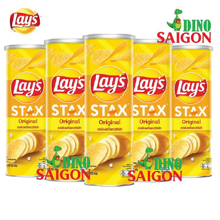 Bộ 5 Hộp Bánh Snack Khoai Tây Lay's Stax Thái Lan 105g Vị Tự Nhiên