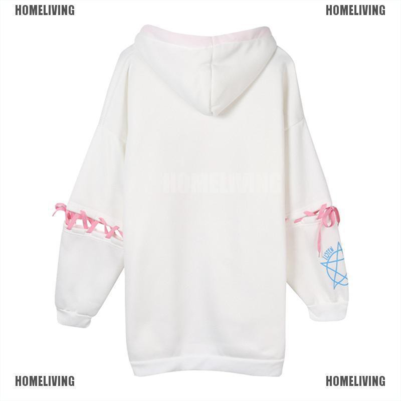 [Homeliving] Áo Hoodie Chui Đầu Có Dây Cột In Họa Tiết Phong Cách Gothic Harajuku Cho Nữ