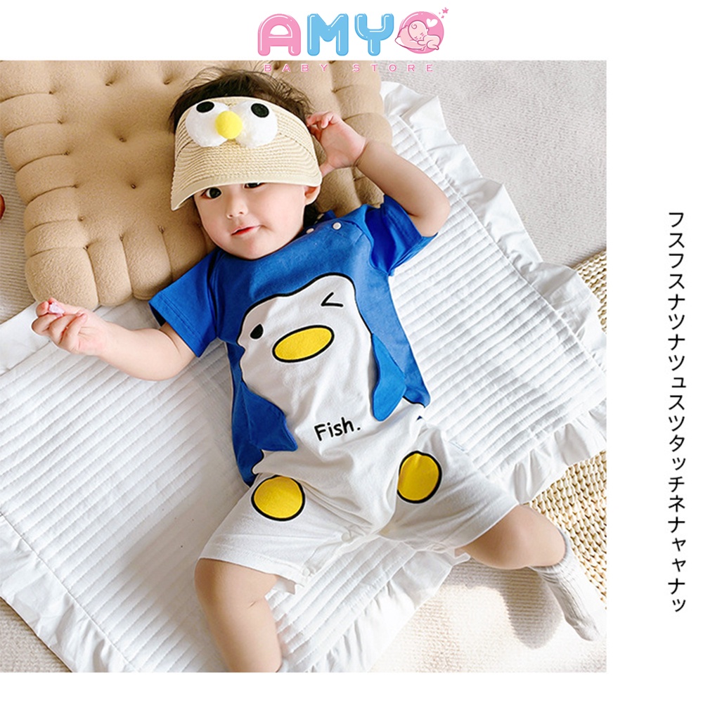 Bodysuit cho bé gái bé trai sơ sinh AMYO bộ body đùi liền thân bé đầy tháng 3 6 9 12 tháng thôi nôi 11.BDM01.08-1