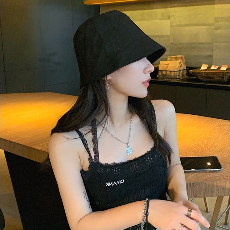 Mũ Bucket màu trơn cao cấp nón vành nam nữ phong cách unisex thời trang cá tính thêu chữ HANDMADE