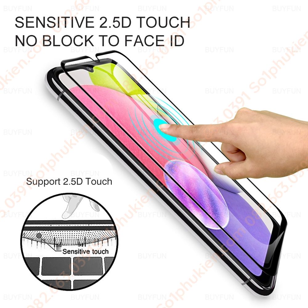 Kính cường lực Samsung A03 full màn hình, trong suốt, không chấm liti