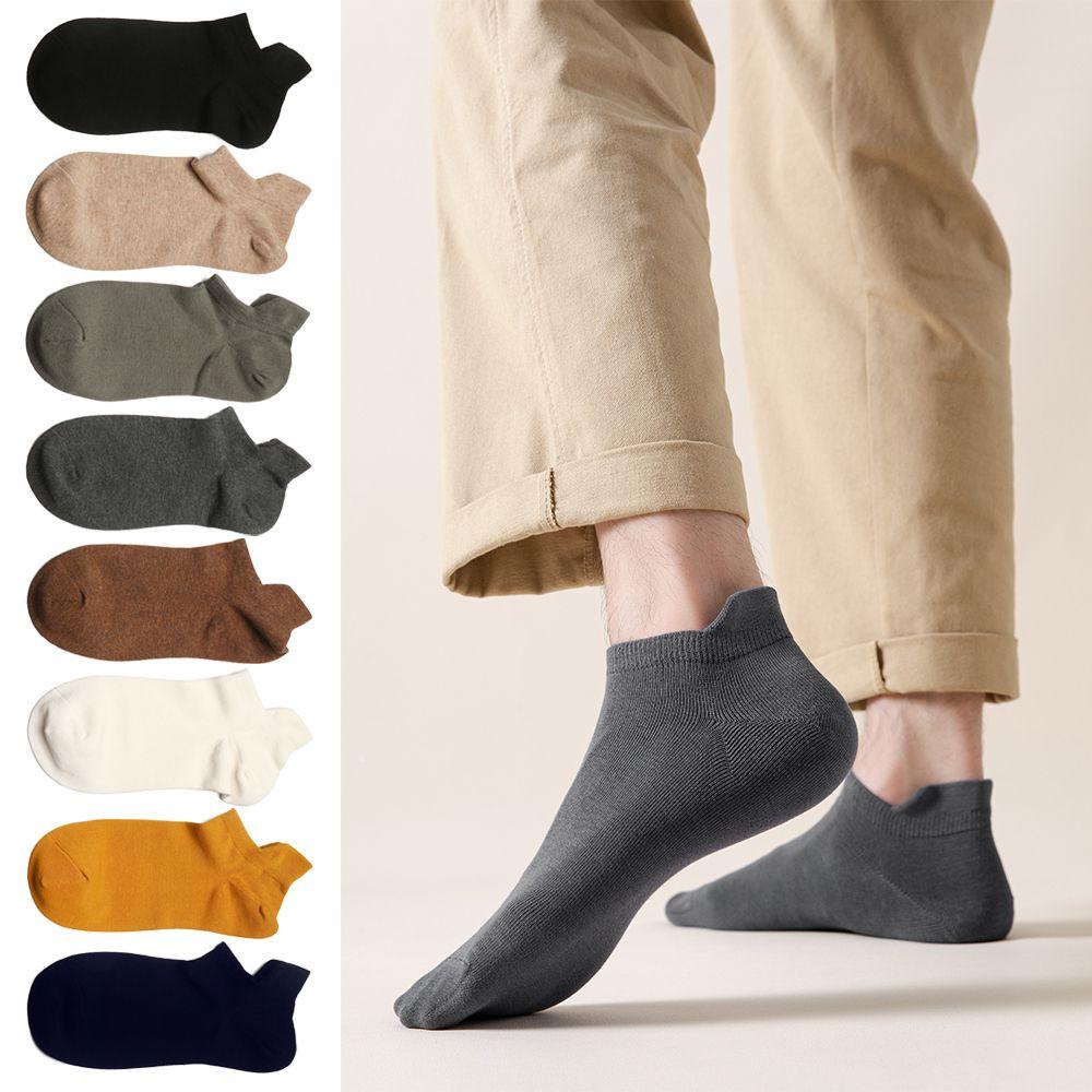 ♕BSUNS♕ Casual Cotton Socks Ankle Socks Boat Socks Sports Socks Men Solid Color High Quality Breathable Spring and Summer/Multicolor