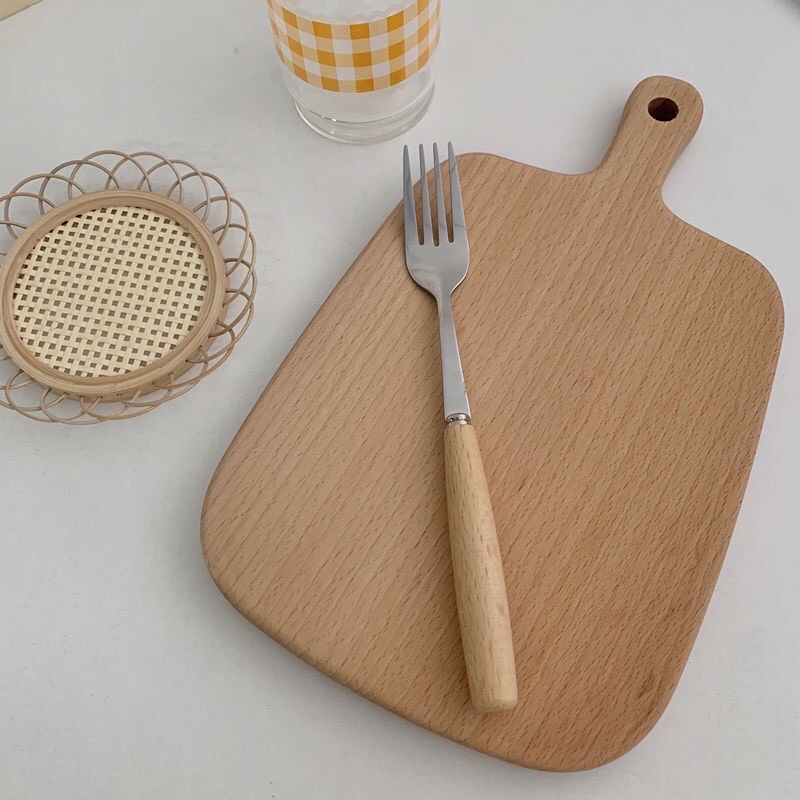 Bộ thìa đũa inox chống gỉ với cán gỗ tiện dụng có hộp đựng phù hợp cho văn phòng và học sinh