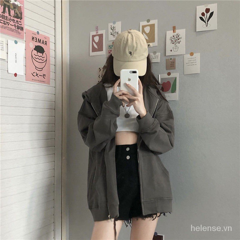 Áo Hoodie Dáng Rộng Kiểu Vintage Phong Cách Hàn Quốc Thời Trang Xuân Thu 2020 Cho Nữ