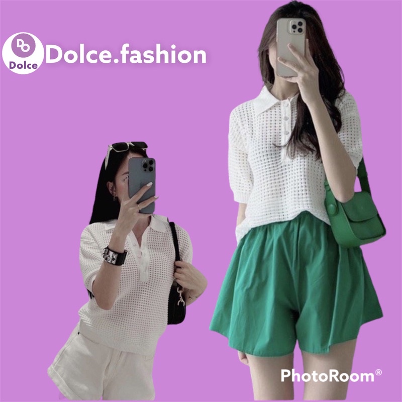 Áo Polo mongtoghi lưới mùa hè phong cách Hàn Quốc chất len mềm mịn - Dolce