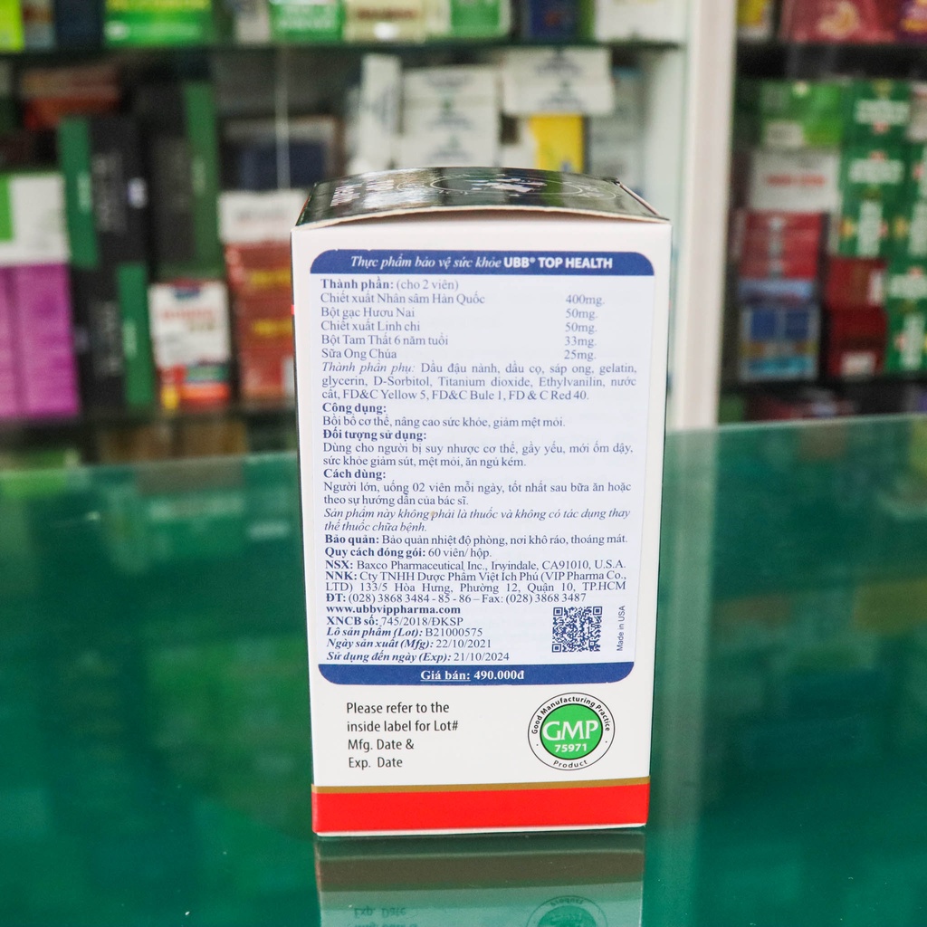 Top Health UBB, nâng cao sức khỏe và giúp làm giảm tình trạng mệt mỏi ( hộp 60 viên - hàng nhập khẩu )