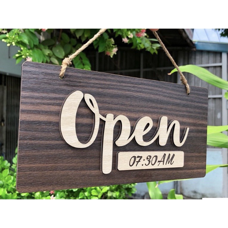 Bảng gỗ Open - Closed treo tường Decor Vintage