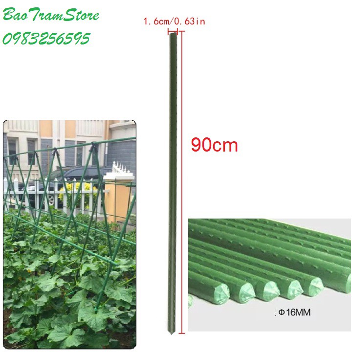 Ống thép bọc nhựa dùng làm cây đỡ hoa hồng, làm giàn cỡ 16mm dài 90cm