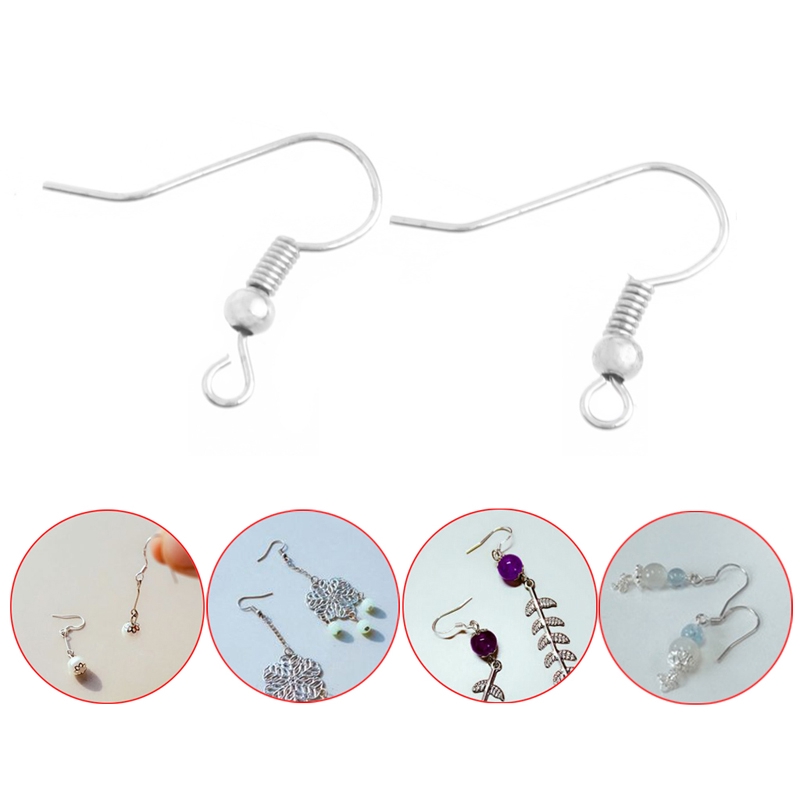 flgo* 100 Pcs Earring Hooks Hypo-Allergenic Silver Plated Surgical Steel Ear Wires