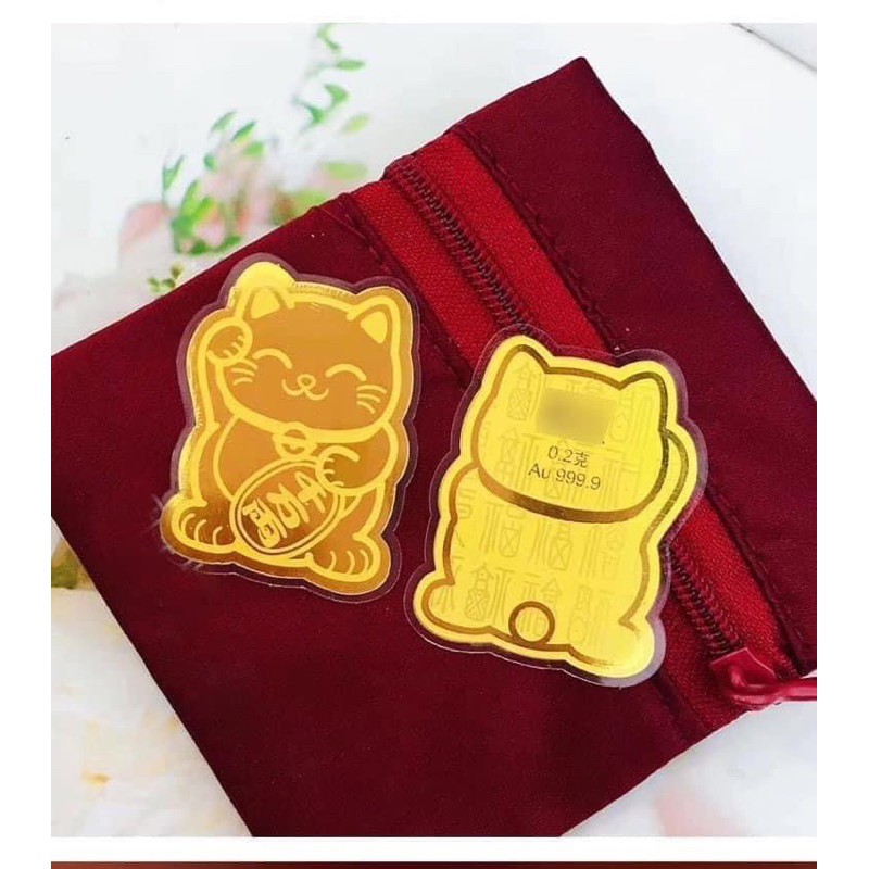 Mèo thần tài mạ vàng 24kara ốp điện thoại - vàng Bạc Khải Khải