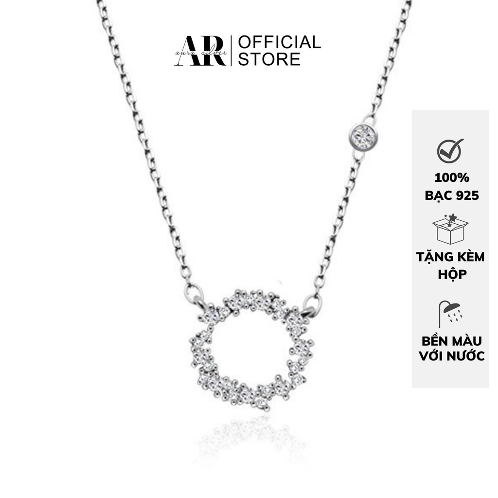 Vòng cổ AURA bạc nữ, dây chuyền huyền thoại biển xanh mặt nạm đá tấm-AURASILVER-DC06