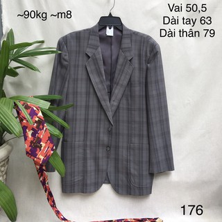 (ship sau dịch) Áo blazer / vest caro cho nam có cầu vai dáng vintage hàng 2hand sida