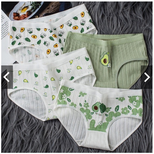 Quần Lót Nữ Phối Màu Hình Quả Bơ Dễ Thương, Quần Lót Cotton Siêu Kute