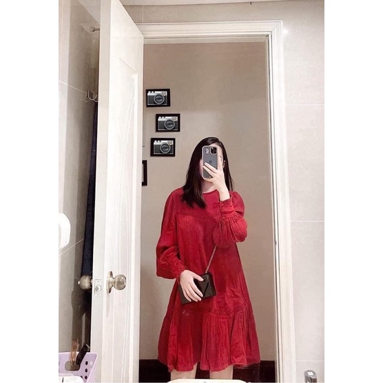 Đầm đỏ Zara sz S siu xinh nhé♥️