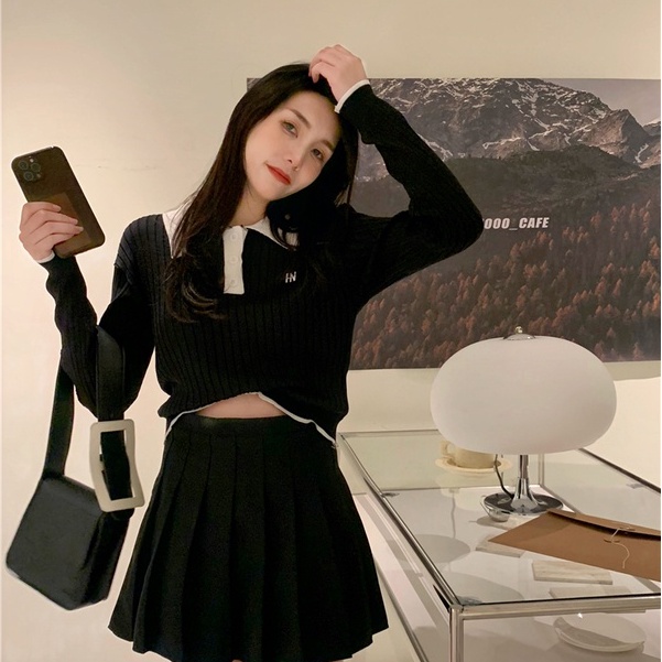 QADCOL Áo Len Tay Dài Cổ polo Thời Trang Cho Nữ