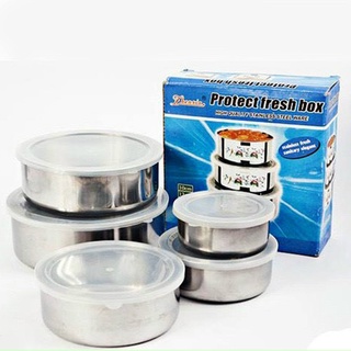Bộ thố 5 cái inox có nắp đậy đựng cơm tiện dụng
