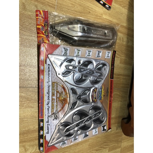 Giá trọn bộ 2 món Sàn chân +Ốp Pô xe LEAD 2013->2018 (inox cao cấp giá rẻ mẫu mã đẹp )