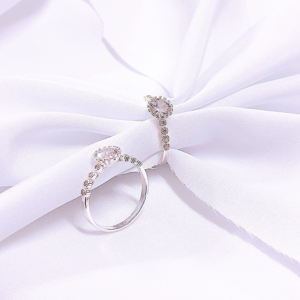 Nhẫn bạc thật nữ giá rẻ mặt đá nhỏ cực xinh ms06/ Trang sức bạc JQN