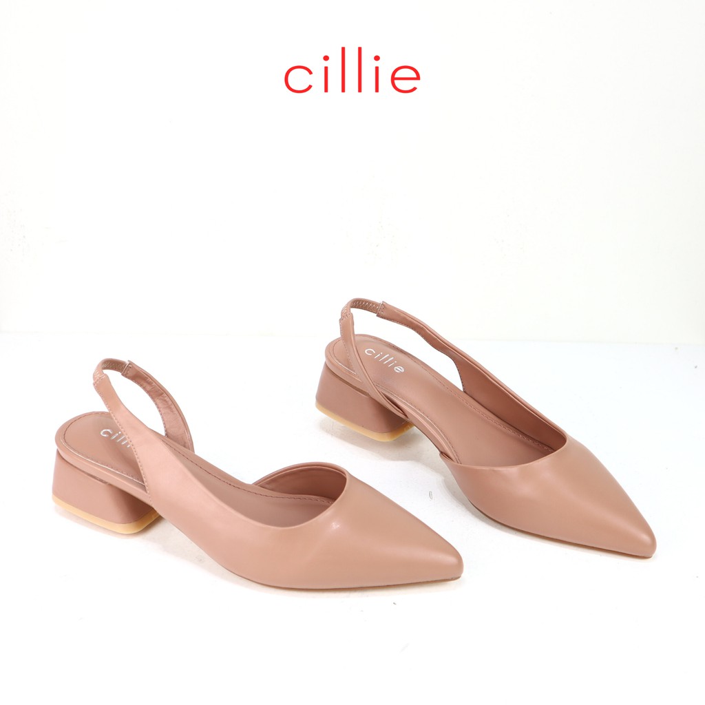 Giày cao gót slingback nữ mũi nhọn thanh lịch gót vuông cao 4cm đi chơi dạo phố đi làm Cillie 1041