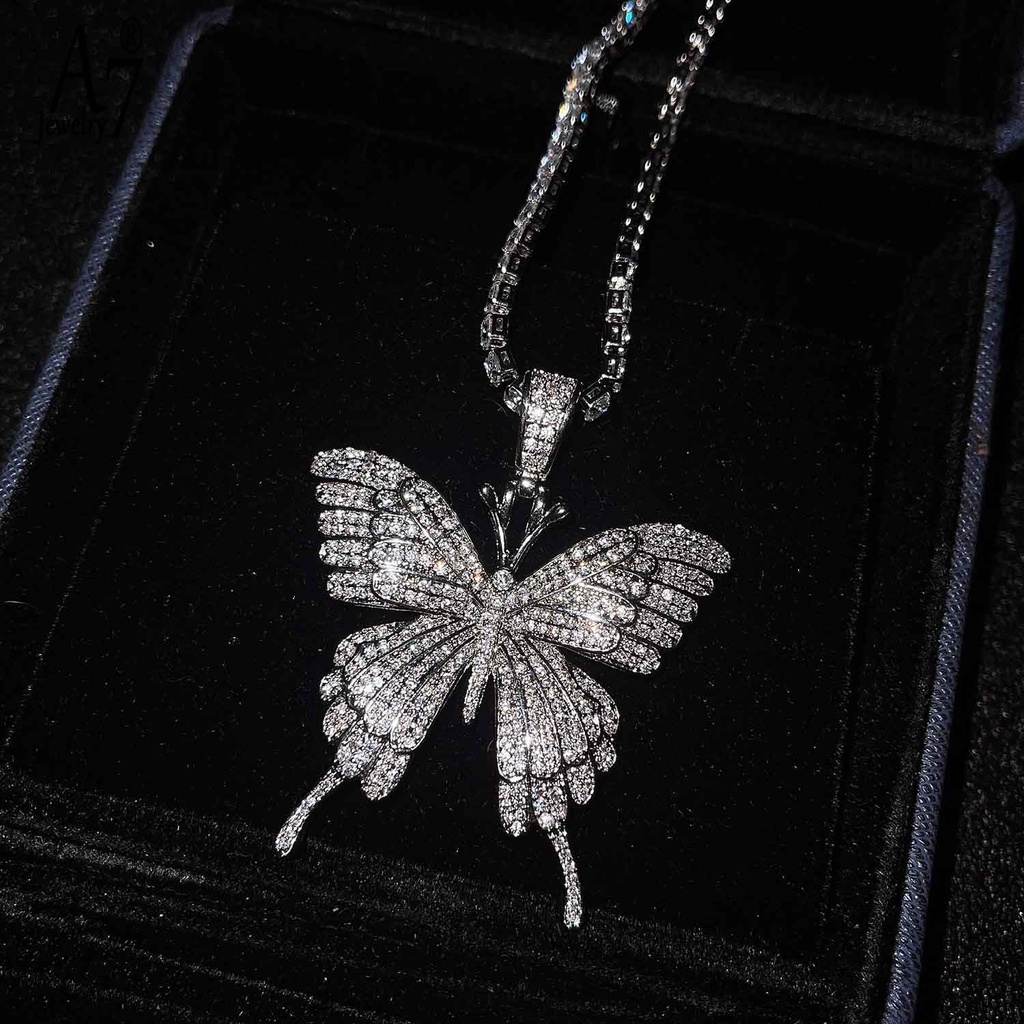 Vòng cổ mạ bạc 925 mặt hình bướm đính đá kim cương nhân tạo