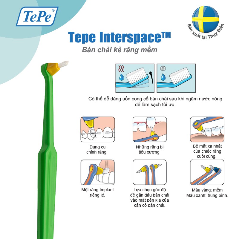 Bàn chải đánh răng cho người chỉnh nha, răng implant Tepe Interspace