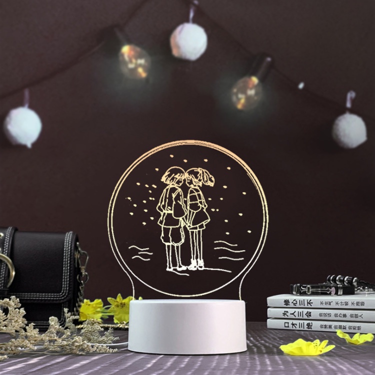 Đèn Ngủ 3d Họa Tiết Hoạt Hình Tiết Kiệm Năng Lượng Có Cổng USB