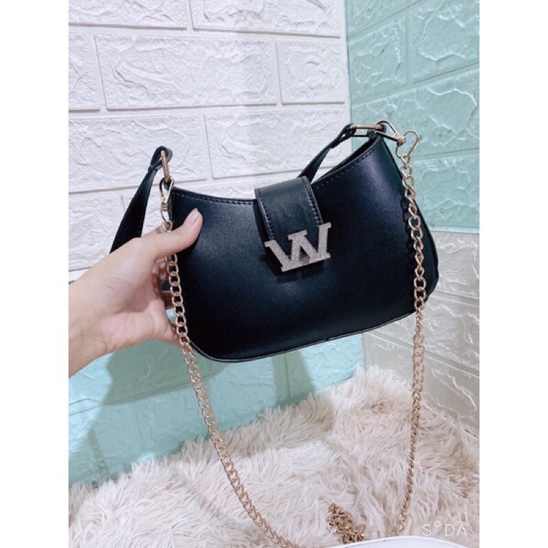 Túi Kẹp Nách Chữ W Cúc Bấm Kèm Dây Dài Đeo Chéo Sz 21