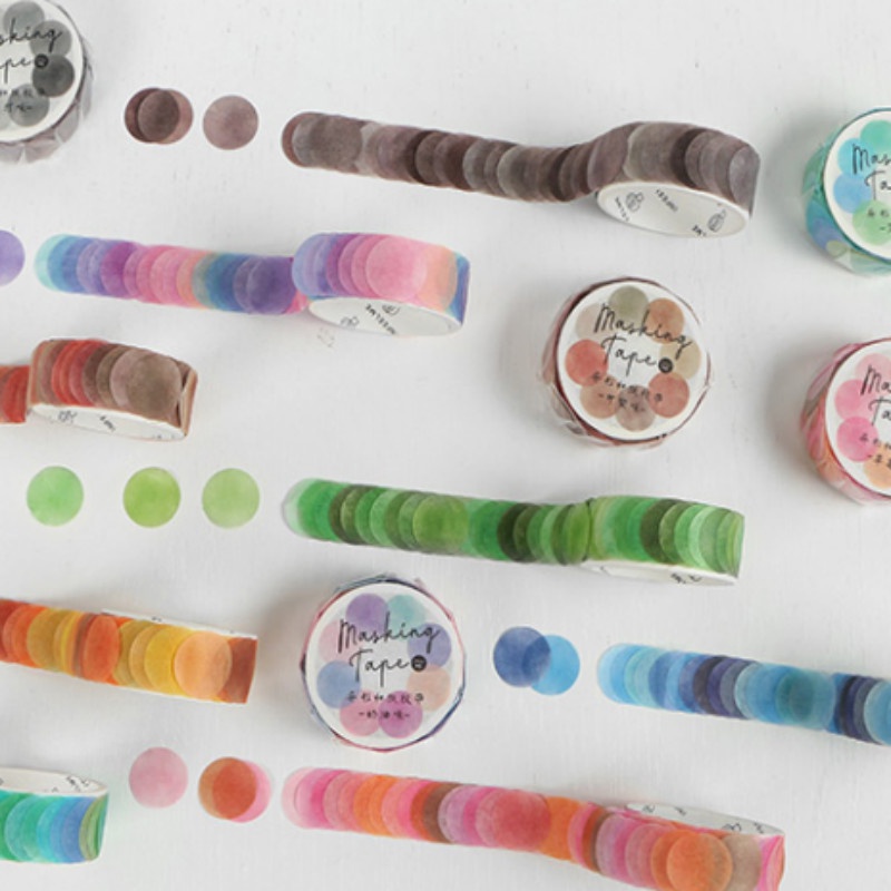 Cuộn 100 Nhãn Dán Tròn Nhiều Màu Trang Trí Sổ Tay DIY