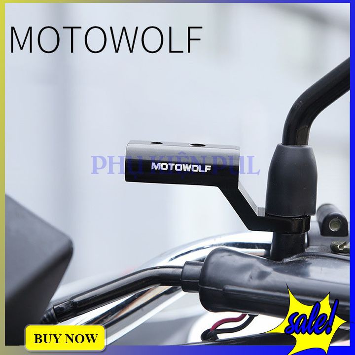 Pat Chân Gương Mở Rộng Gắn Đèn Trợ Sáng, Giá Đỡ - Chính Hãng MotoWolf