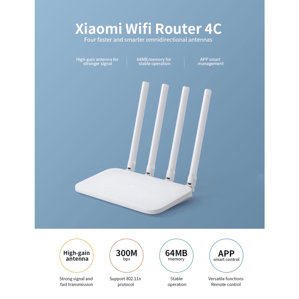 [Bản Quốc Tế] Thiết Bị Phát Sóng Wifi  Xiaomi Mi Router 4C - Bảo Hành 6 Tháng