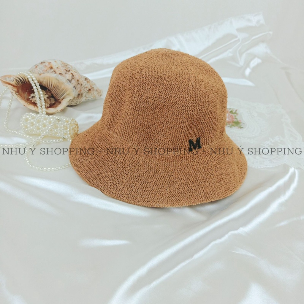 Mũ cói nón cói nữ chữ M siêu xinh vành nhỏ