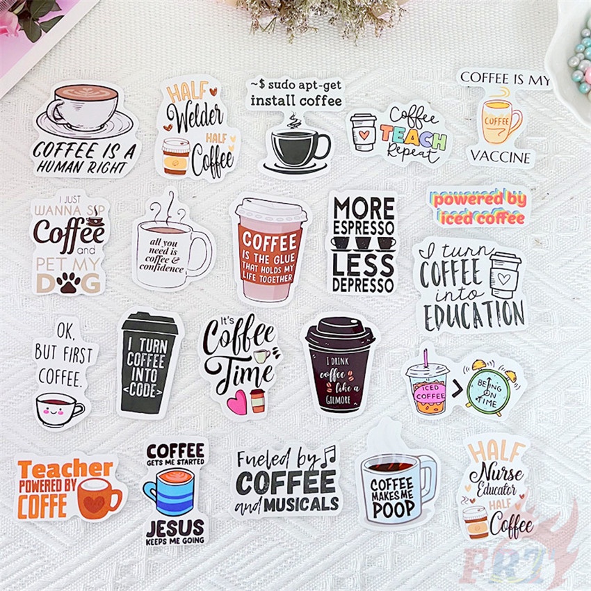Set 45 Món Đồ Thời Trang ❉ Hình Dán Cà Phê Chữa Bệnh ❉ Sticker Dán Tường Chống Thấm Nước Thời Trang