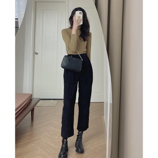 (ảnh thật) Audrey Quần suông nhung tăm 2 cúc 2055