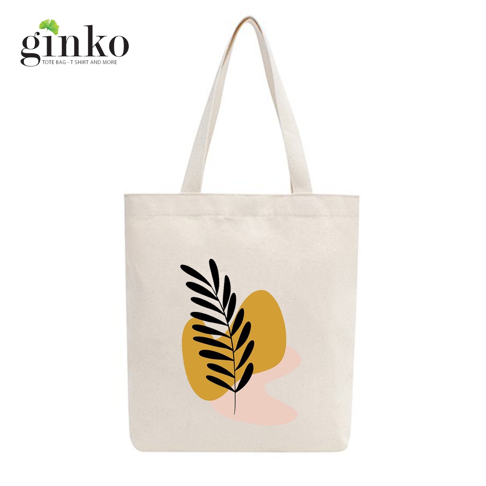 Túi tote vải mộc GINKO dây kéo in hình Minimalism Art (nhiều mẫu)