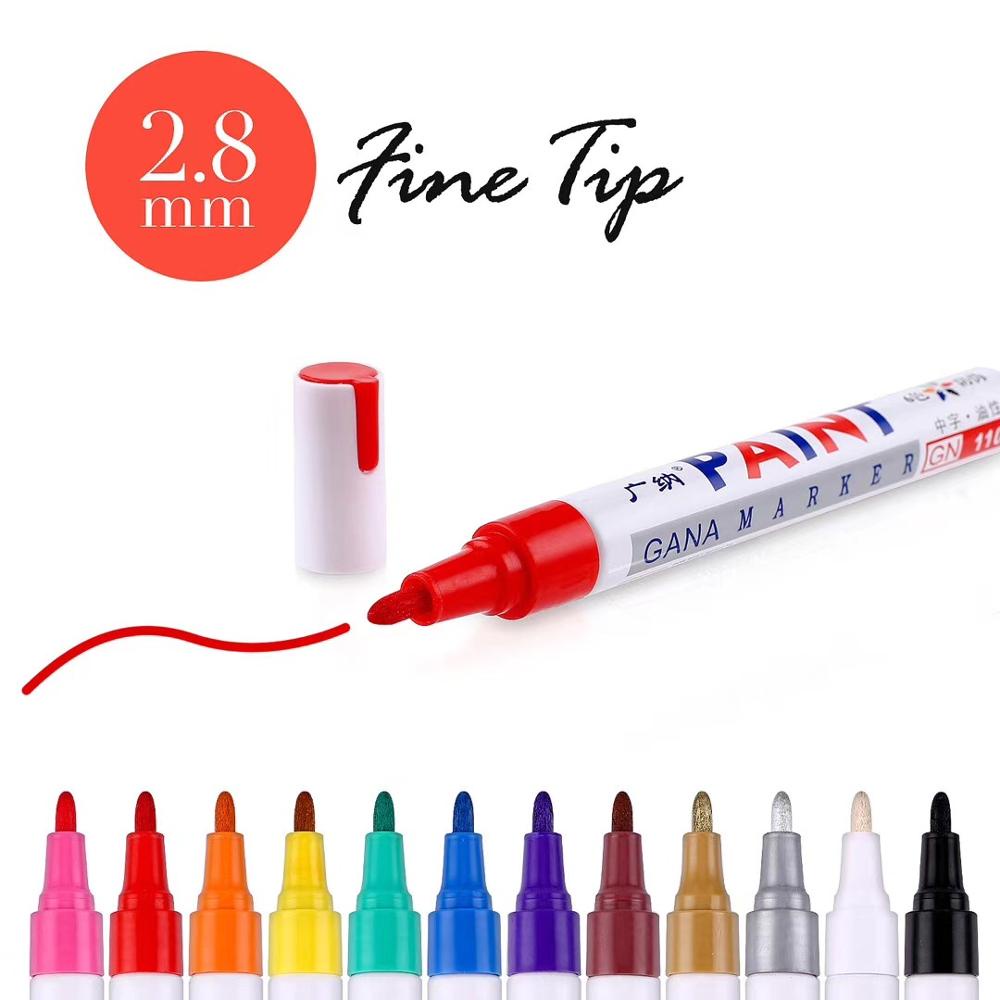 Set 12 Bút Lông Đánh Dấu Ghi Chú Bằng Kim Loại Chống Nước Nhiều Màu Sắc