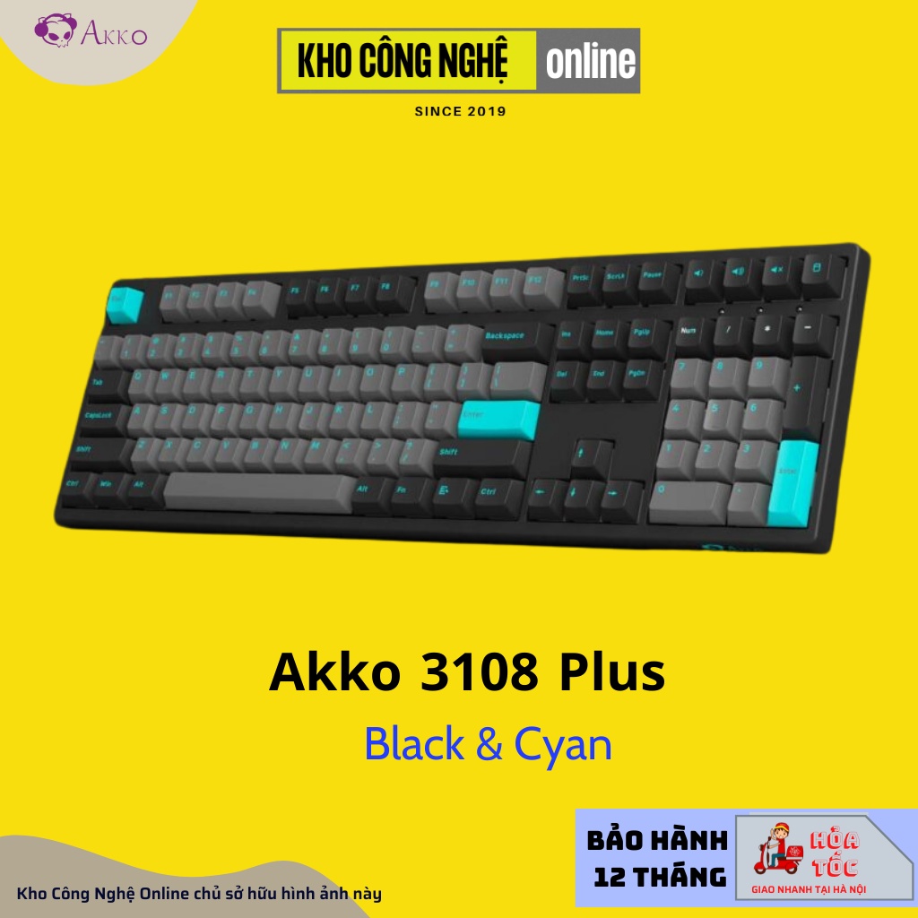 Bàn Phím Cơ Akko 3108 Plus Black &amp; Cyan | Prunus Lannesiana (Foam tiêu âm, Akko CS Switch)