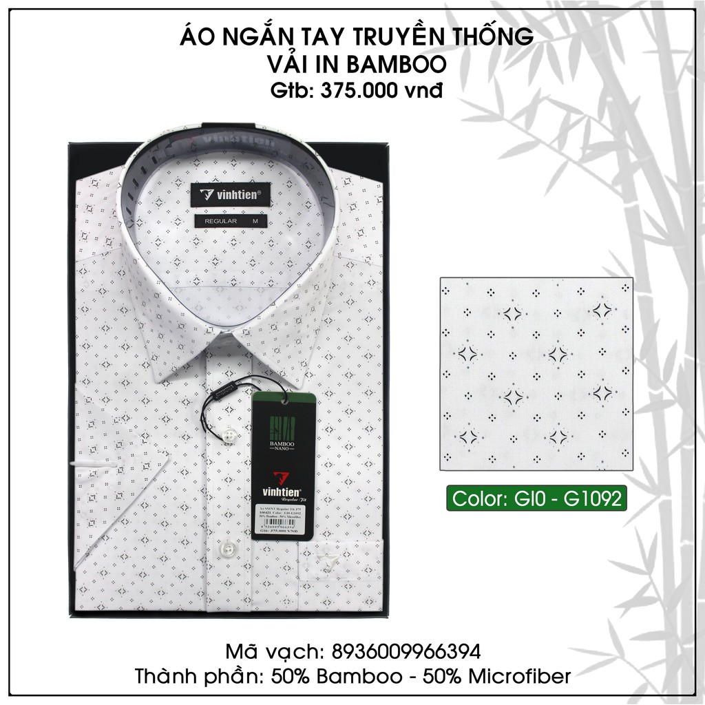Áo Sơ Mi Ngắn Tay Bamboo Vạt Ngang Vĩnh Tiến 375