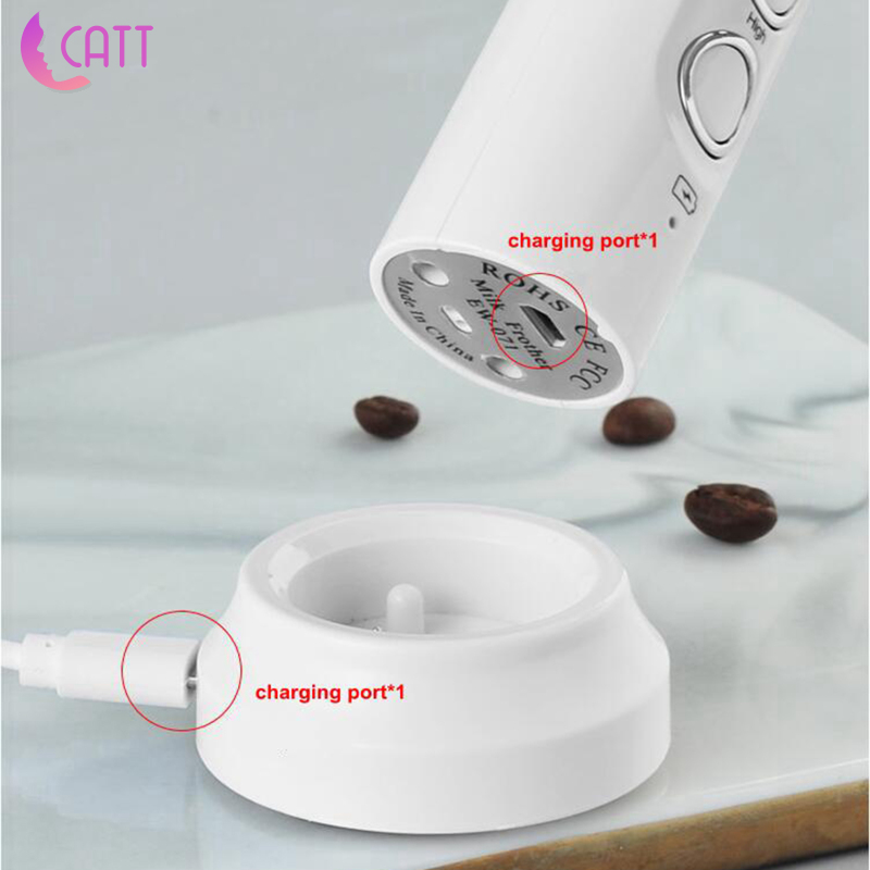Máy Đánh Sữa Tạo Bọt Cầm Tay 3 Tốc Độ Bằng Thép Không Gỉ Có Thể Sạc Lại Dùng Pha Cà Phê Latte Cappuccino