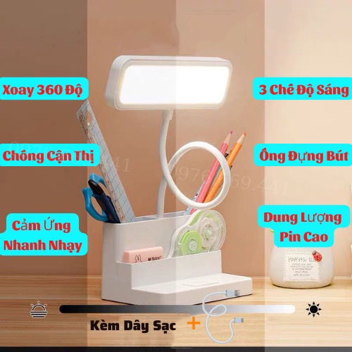 Đèn Học Để Bàn Chống Cận Đèn Bàn Học Đọc Sách Làm Việc 3 Chế Độ Sáng Nhỏ Gọn Tích Điện Siêu Sáng Rọi Ray Asaki