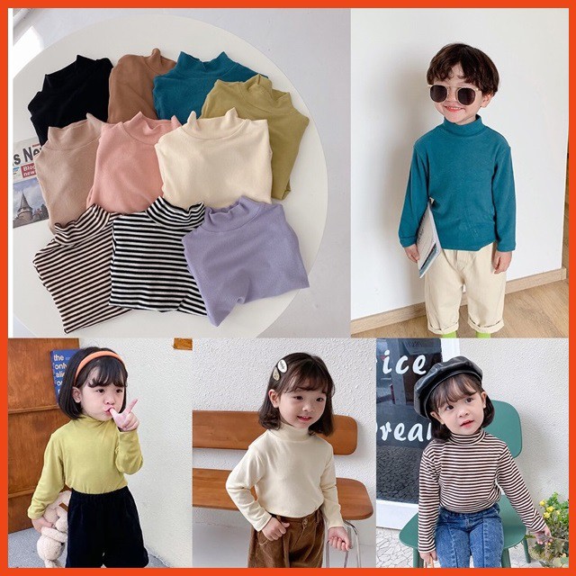 Áo len trơn cho bé gái/ trai Ambb Kids cổ 3 phân Hàng thu đông Ambb Kids (kèm clip, ảnh thật)