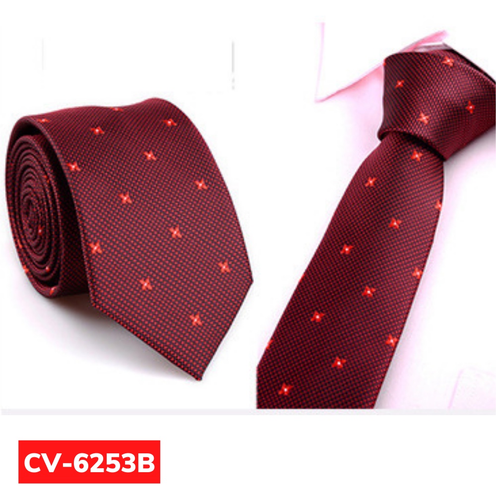 Cà vạt Nam bản nhỏ 6cm thời trang phong cách Hàn Quốc, cavat chú rể, cravat công sở, calavat dự tiệc CV-6253
