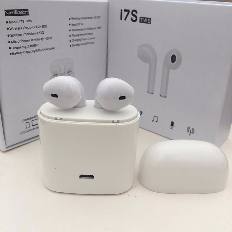 Tai nghe Bluetooth 2 tai kèm đốc sạc Earpods i7S - Chính hãng